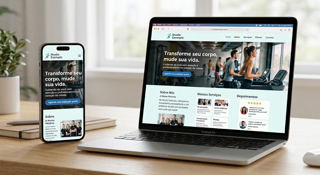 Exemplo de site institucional entregue pela Simplifica